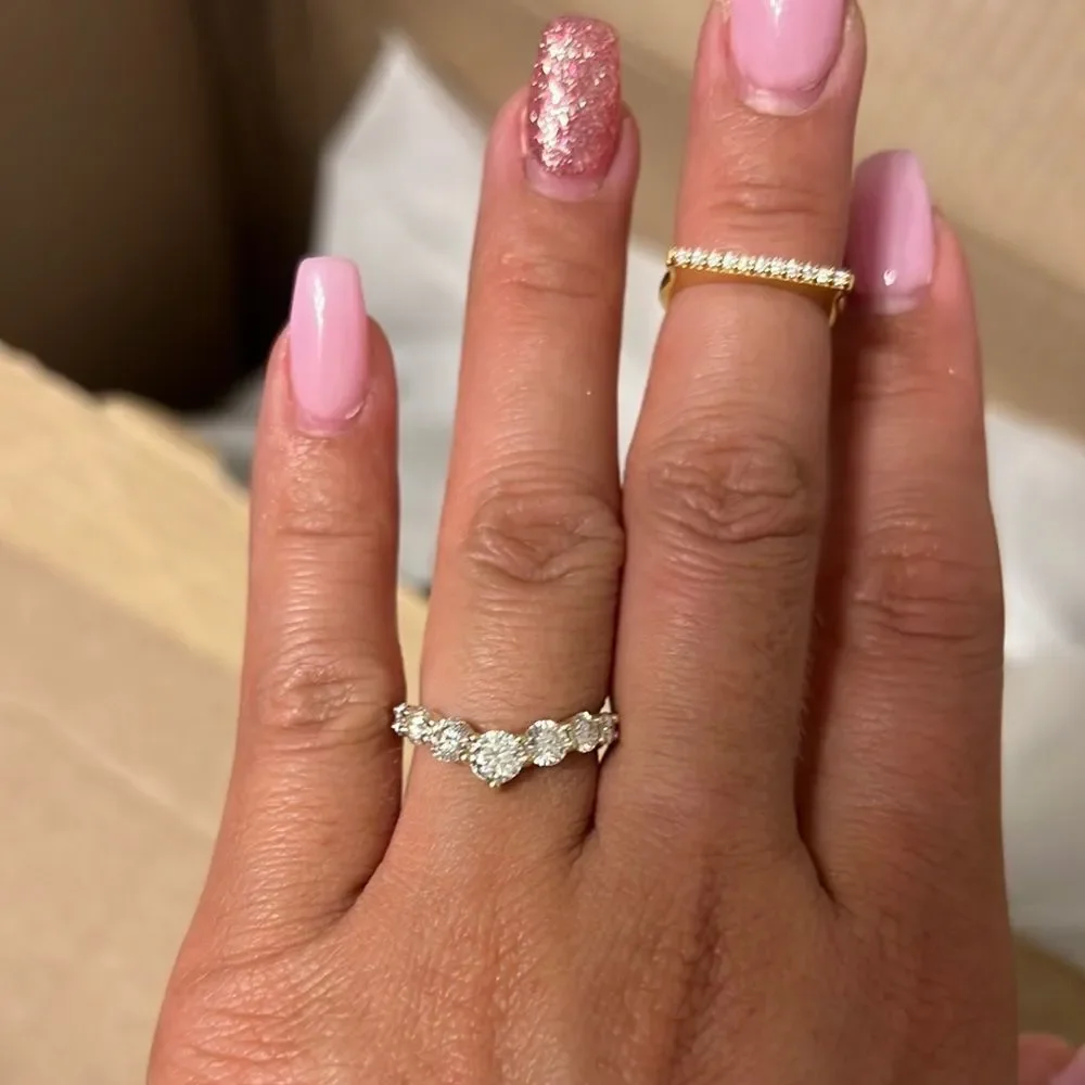 Chevron V shape sparkling 2ct tw stone wedding band!